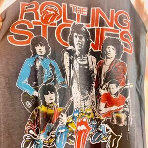 1981 THE ROLLING STONES U.S. Tour double sided raglan 3/4 sleeve tee shirt SMALL
